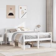 vidaXL Seniorsäng med sänggavel vit 150x200 cm massiv furu