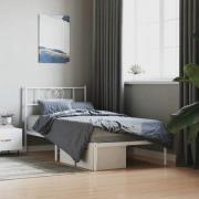 vidaXL Sängram med huvudgavel metall vit 90x190 cm