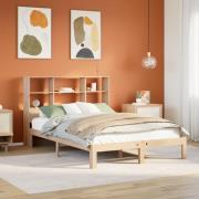 vidaXL Säng med bokhylla utan madrass 120x200 cm massiv furu