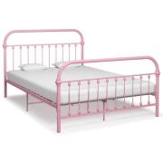 vidaXL Sängram utan madrass rosa metall 120x200 cm