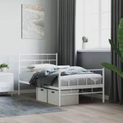 vidaXL Sängram med huvudgavel och fotgavel vit metall 80x200 cm