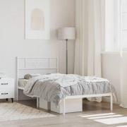 vidaXL Sängram med huvudgavel metall vit 90x190 cm