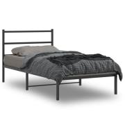 vidaXL Sängram med huvudgavel metall svart 100x200 cm