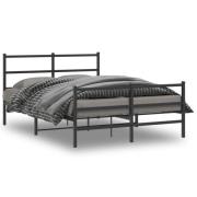 vidaXL Sängram med huvudgavel och fotgavel svart metall 140x190 cm