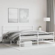 vidaXL Sängram med huvudgavel och fotgavel vit metall 200x200 cm
