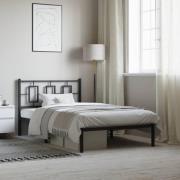 vidaXL Sängram med huvudgavel metall svart 107x203 cm