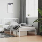 vidaXL Sängram med huvudgavel metall vit 100x200 cm