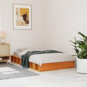 vidaXL Sängram utan madrass vaxad brun 90x200 cm massiv furu