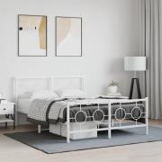 vidaXL Sängram med huvudgavel och fotgavel vit metall 140x190 cm