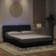 vidaXL Bed Frame with LED without Mattress Black 160x200 cm Velvet