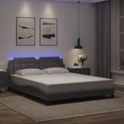 vidaXL Sängram med LED-belysning grå 160x200 cm konstläder