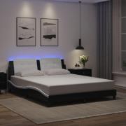 vidaXL Bed Frame with LED without Mattress "Zadar" Black and White 160...