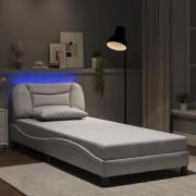vidaXL Bed Frame with LED without Mattress "Hvar" White 90x200 cm