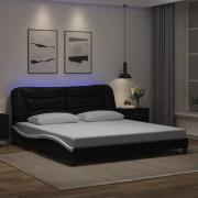 vidaXL Sängram med LEDs utan madrass svart och vit 180x200 cm