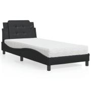 vidaXL Säng med madrass svart 90x190 cm konstläder