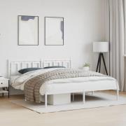 vidaXL Sängram med huvudgavel metall vit 180x200 cm