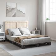 vidaXL Sängram med huvudgavel grå 140x200 cm massiv furu