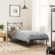 vidaXL Sängram med huvudgavel metall svart 75x190 cm