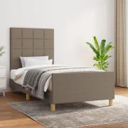 vidaXL Sängram utan madrass Taupe 90x200 cm tyg