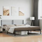 vidaXL Sängram med huvudgavel metall svart 200x200 cm