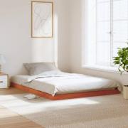vidaXL Sängram vaxad brun 140x190 cm massiv furu