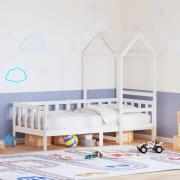 vidaXL Dagbädd med tak vit 90x190 cm massiv furu
