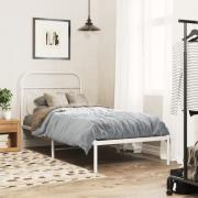 vidaXL Sängram med huvudgavel metall vit 90x190 cm