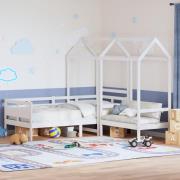 vidaXL Dagbänk med bänk och tak vit 90x200 cm massiv furu