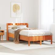 vidaXL Sängram utan madrass vaxbrun 75x190 cm massiv furu