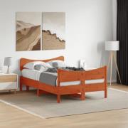vidaXL Sängram utan madrass vaxbrun 120x190 cm massiv furu