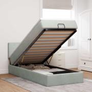 vidaXL Ottoman sängram med madrass ljusgrå 100x200 cm sammet