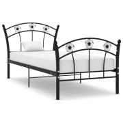 vidaXL Sängram utan madrass svart metall 90x200 cm