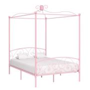 vidaXL Sänghimmel utan madrass rosa metall 140x200 cm