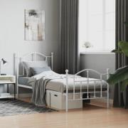 vidaXL Sängram med huvudgavel och fotgavel vit metall 90x200 cm