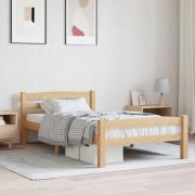 vidaXL Sängram utan madrass massiv furu 90x200 cm