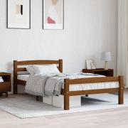 vidaXL Sängram utan madrass honungsbrun massiv furu 90x200 cm