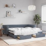 vidaXL Dagbädd utdragbar med lådor mörkgrå 90x200 cm sammet