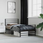 vidaXL Sängram med huvudgavel och fotgavel svart metall 75x190 cm