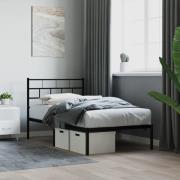 vidaXL Sängram med huvudgavel metall svart 90x190 cm