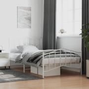 vidaXL Sängram med huvudgavel och fotgavel vit metall 107x203 cm