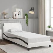 vidaXL Sängram med huvudgavel vit och svart 80x200 cm konstläder