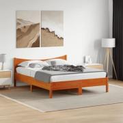 vidaXL Sängram utan madrass vaxbrun 160x200 cm massiv furu