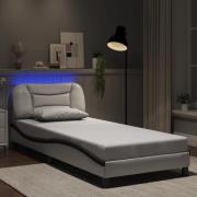 vidaXL Sängram med LED-belysning vit och svart 90x200 cm konstläder