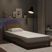 vidaXL Sängram med LED-belysning cappuccino 100x200 cm konstläder