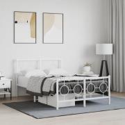 vidaXL Sängram med huvudgavel och fotgavel vit metall 120x190 cm