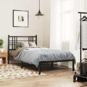 vidaXL Sängram med huvudgavel metall svart 107x203 cm