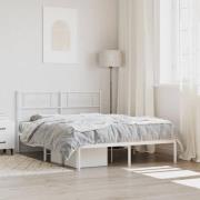 vidaXL Sängram med huvudgavel metall vit 140x190 cm