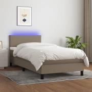 vidaXL Ramsäng med madrass & LED taupe 90x200 cm tyg