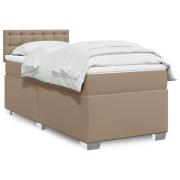 vidaXL Ramsäng med bäddmadrass cappuccino 90x190 cm konstläder