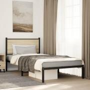 vidaXL Sängram utan madrass metall sonoma-ek 107x203 cm